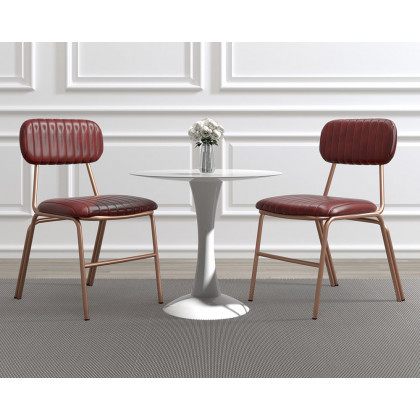 HMR Modern Dining Chairs with Faux Leather Upholstery (Set of 8) - Wine Red