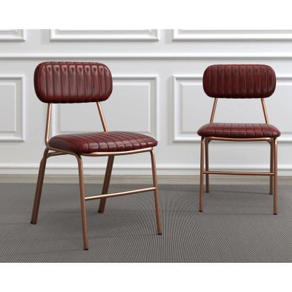 HMR Modern Dining Chairs with Faux Leather Upholstery (Set of 8) - Wine Red