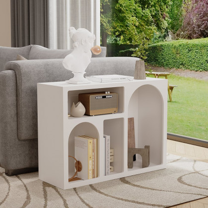 HMR - Codiys White Rectangle End Table Modern Sofa Side Table for Living Room