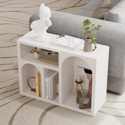 HMR - Codiys White Rectangle End Table Modern Sofa Side Table for Living Room
