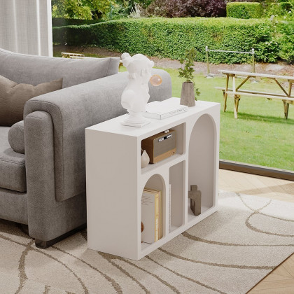 HMR - Codiys White Rectangle End Table Modern Sofa Side Table for Living Room