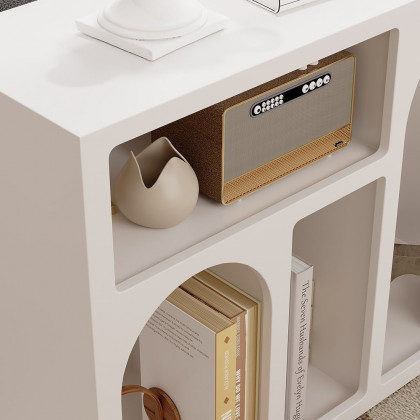 HMR - Codiys White Rectangle End Table Modern Sofa Side Table for Living Room