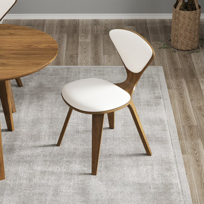 HMR Mid-Century Modern Dining Chairs PU Leather Upholstery Walnut & White - Set of 8