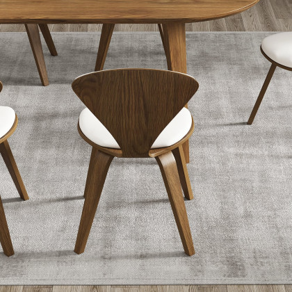HMR Mid-Century Modern Dining Chairs PU Leather Upholstery Walnut & White - Set of 8