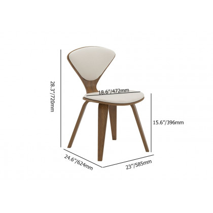 HMR Mid-Century Modern Dining Chairs PU Leather Upholstery Walnut & White - Set of 8
