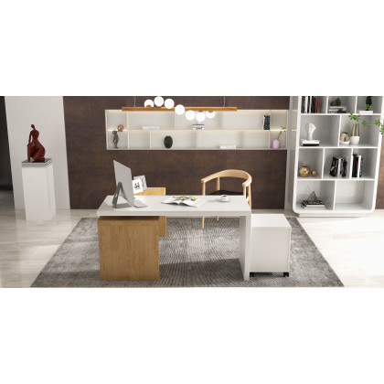 HMR Modern Wood Upholstery Dining Chair - Natural, Microfiber Leather, 1-Piece