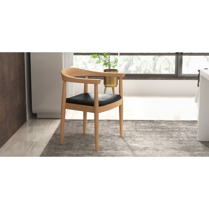 HMR Modern Wood Upholstery Dining Chair - Natural, Microfiber Leather, 1-Piece