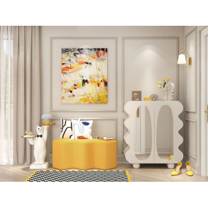 HMR - Modern White Bear Side Table Resin Tiered Tray Top End Table in Gold