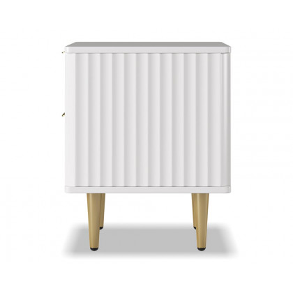 HMR Modern White Nightstand with 2 Drawers Bedside Table with Gold Legs - Set of 2