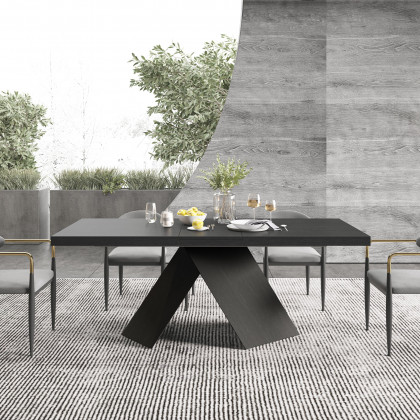 HMR Farmhouse Extendable Wood Dining Table - Black, 63"-79" (seats 6-8)