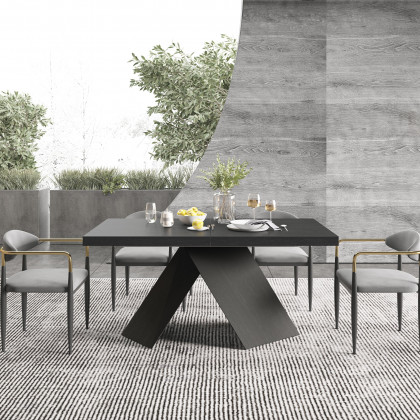 HMR Farmhouse Extendable Wood Dining Table - Black, 63"-79" (seats 6-8)