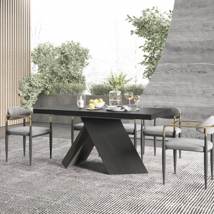 HMR Farmhouse Extendable Wood Dining Table - Black, 63"-79" (seats 6-8)