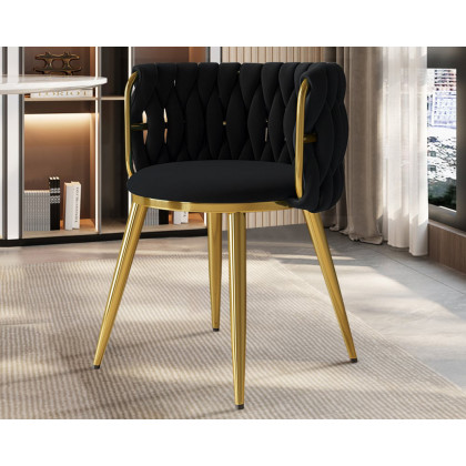 HMR Sweave Nordic Barrel Dining Chair with Velvet Upholstery (Set of 2) - Black
