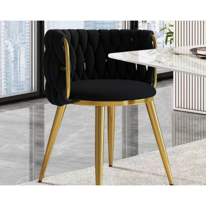 HMR Sweave Nordic Barrel Dining Chair with Velvet Upholstery (Set of 2) - Black