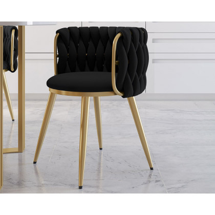 HMR Sweave Nordic Barrel Dining Chair with Velvet Upholstery (Set of 2) - Black