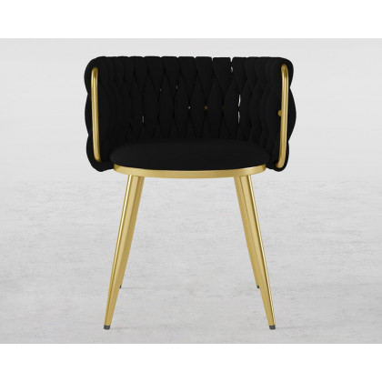 HMR Sweave Nordic Barrel Dining Chair with Velvet Upholstery (Set of 2) - Black