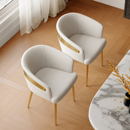 HMR Modern Dining Chair with PU Leather Upholstery - White, 8-Pieces