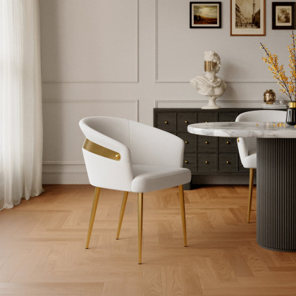 HMR Modern Dining Chair with PU Leather Upholstery - White, 8-Pieces