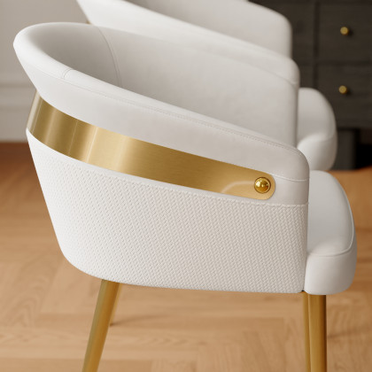 HMR Modern Dining Chair with PU Leather Upholstery - White, 8-Pieces