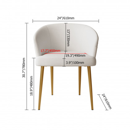 HMR Modern Dining Chair with PU Leather Upholstery - White, 8-Pieces