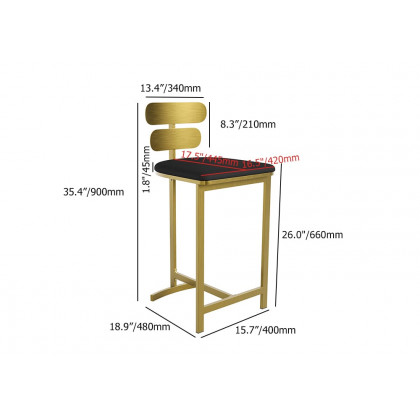 HMR Modern PU Leather Counter Stools with Upholstery - Black, 8-Pieces