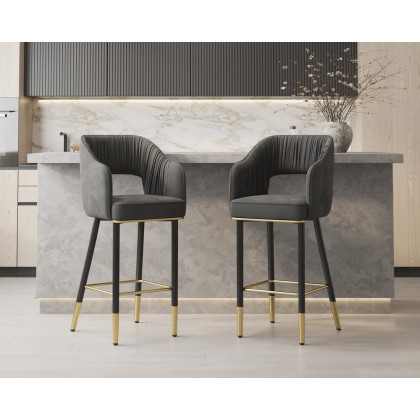 HMR - Modern 43" Bar Stools with Velvet Upholstery