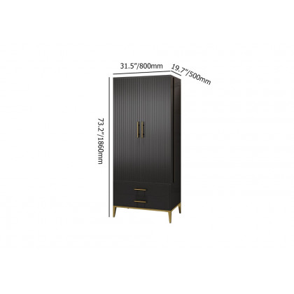 HMR - Black Bar Cabinet with Door Modern Storage Home Bar Cabinet with Glass Rack&Drawers