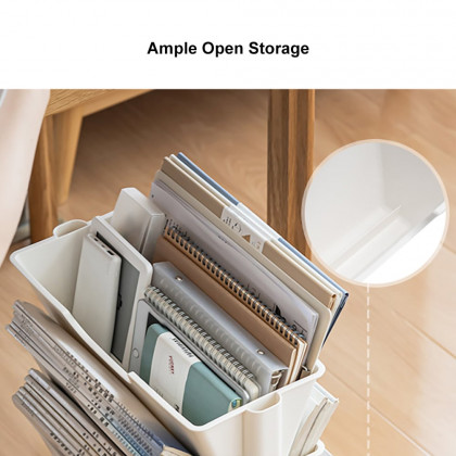 HMR - Modern 3-Tier Magazine Organizer Holder White Book Cart with Ample Open Storage