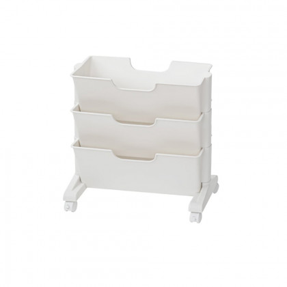 HMR - Modern 3-Tier Magazine Organizer Holder White Book Cart with Ample Open Storage