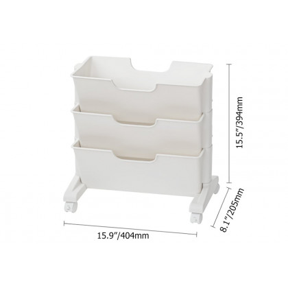HMR - Modern 3-Tier Magazine Organizer Holder White Book Cart with Ample Open Storage