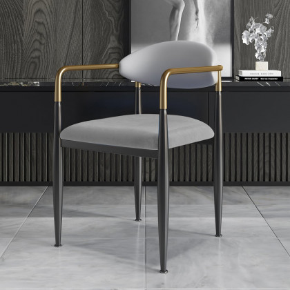 HMR Otrast Series Modern Dining Chairs with PU Leather Upholstery - White & Gray, 2-Pieces