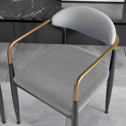 HMR Otrast Series Modern Dining Chairs with PU Leather Upholstery - White & Gray, 2-Pieces