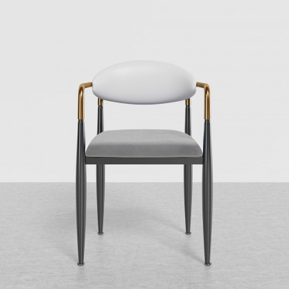 HMR Otrast Series Modern Dining Chairs with PU Leather Upholstery - White & Gray, 2-Pieces