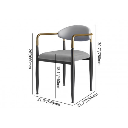 HMR Otrast Series Modern Dining Chairs with PU Leather Upholstery - White & Gray, 2-Pieces