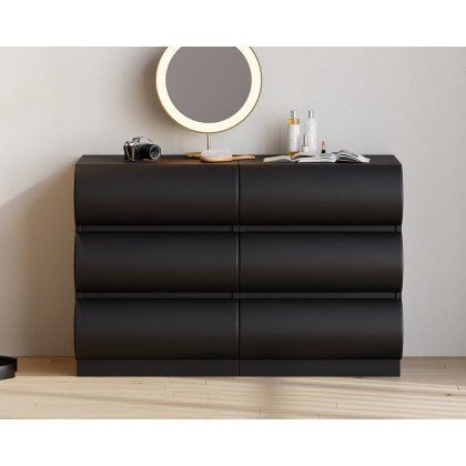 HMR Humply 39" Leather 6-Drawer Dresser Chest - Black