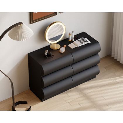 HMR Humply 39" Leather 6-Drawer Dresser Chest - Black