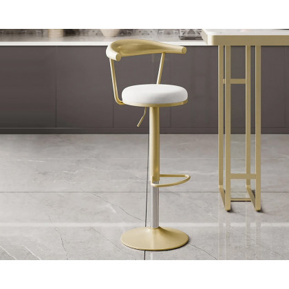 HMR Modern Adjustable Swivel Bar Stools with Velvet Upholstery (Set of 2) - White