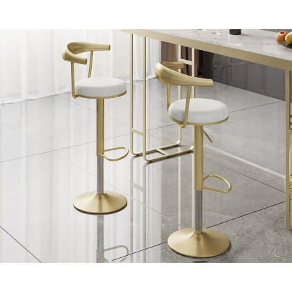HMR Modern Adjustable Swivel Bar Stools with Velvet Upholstery (Set of 2) - White
