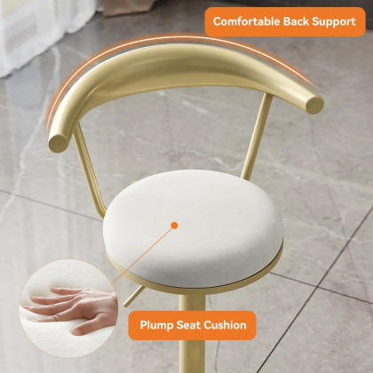 HMR Modern Adjustable Swivel Bar Stools with Velvet Upholstery (Set of 2) - White