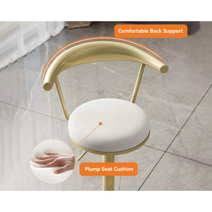 HMR Modern Adjustable Swivel Bar Stools with Velvet Upholstery (Set of 2) - White