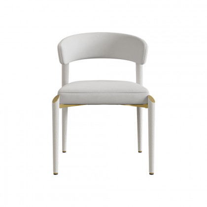 HMR - Set of 2 Modern Dining Chairs with PU Leather Upholstery White