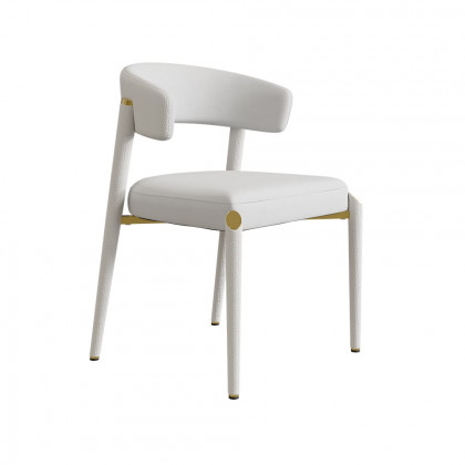 HMR - Set of 2 Modern Dining Chairs with PU Leather Upholstery White