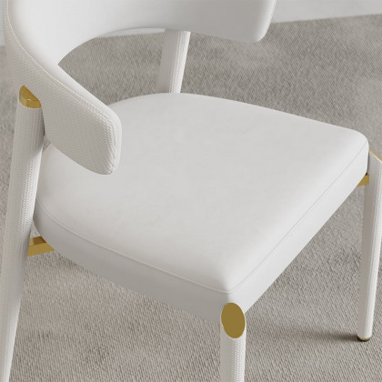 HMR - Set of 2 Modern Dining Chairs with PU Leather Upholstery White