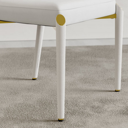 HMR - Set of 2 Modern Dining Chairs with PU Leather Upholstery White