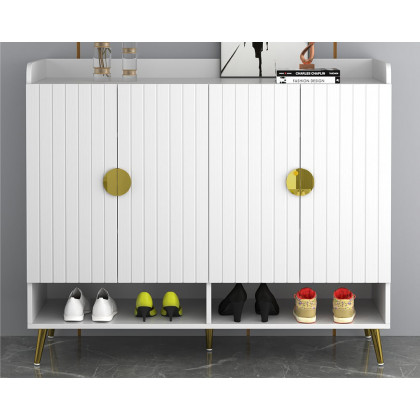 HMR - Yellar Nordic Entryway Shoe Cabinet with Doors & Open Shelves