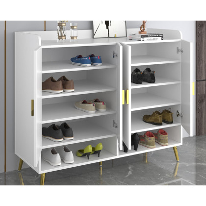 HMR - Yellar Nordic Entryway Shoe Cabinet with Doors & Open Shelves