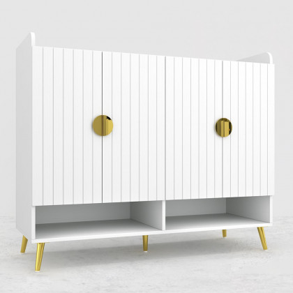 HMR - Yellar Nordic Entryway Shoe Cabinet with Doors & Open Shelves
