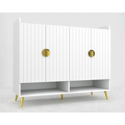 HMR - Yellar Nordic Entryway Shoe Cabinet with Doors & Open Shelves