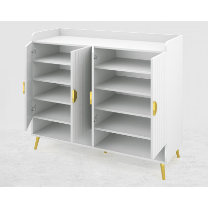 HMR - Yellar Nordic Entryway Shoe Cabinet with Doors & Open Shelves