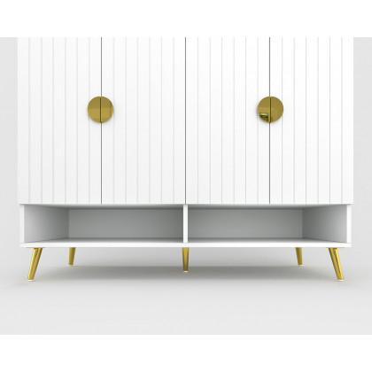 HMR - Yellar Nordic Entryway Shoe Cabinet with Doors & Open Shelves